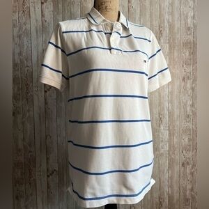 Tommy Hilfiger White with Blue Stripe Polo Shirt